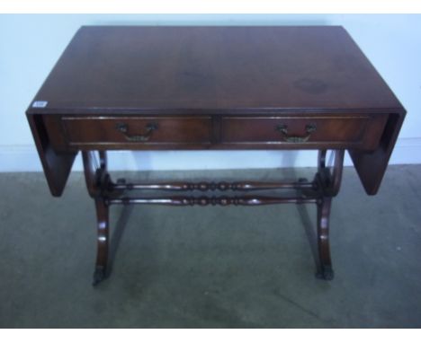 A reproduction mahogany  sofa table - Height 74cm x 160cm x 55cm