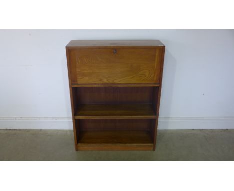 A 20th century light oak students bureau - 76cm x 25cm x 100cm