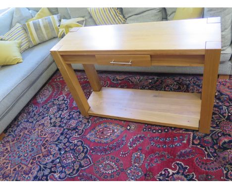 A light oak single drawer sidetable - 120cm x 79cm x39cm 