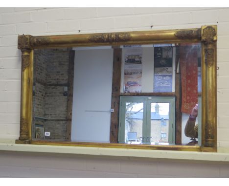 A 19th century gilt over mantle mirror - 70cm x 122cm
