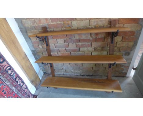 A modern wall shelf with iron bracket mounts - 115cm x 108cm x 27cm