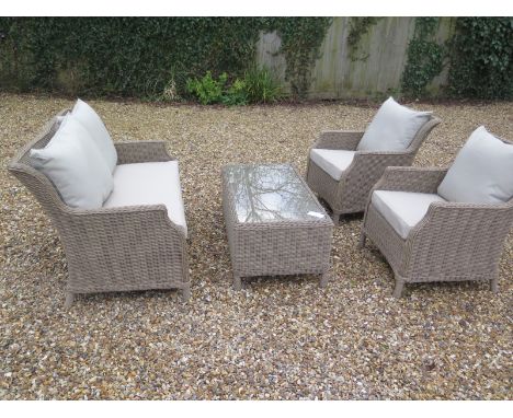 A Bramblecrest Oakridge sofa set consisting of a two seater sofa, two armchairs and coffee table- Please be aware all Bramble