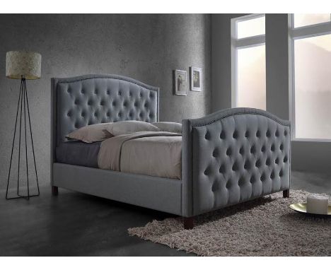 A good quality Hilton 4ft 6in bed in light grey