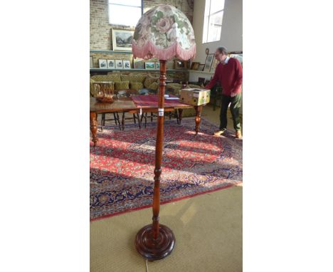 A c1930's standard lamp and shade - Height 160cm