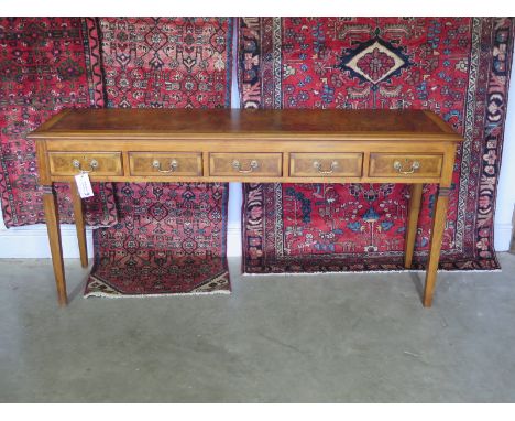 A good quality new walnut five drawer hall table made by a local craftsman - 162cm x 75cm x 42cm