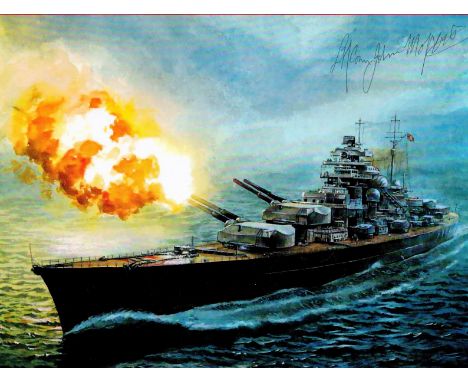 WW2 Navy Lt Commander John W C Moffatt Signed 10x8 Colour Print. Moffatt is famous for crippling the German Battleship Bismar