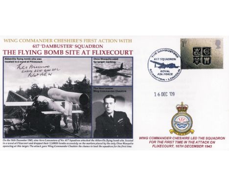 World War II Signed FDC Titled The Flying Bomb Site At Flixecourt. Signed by Squadron Leader J. Les Munro CNZM DSQ QSO DFC. P