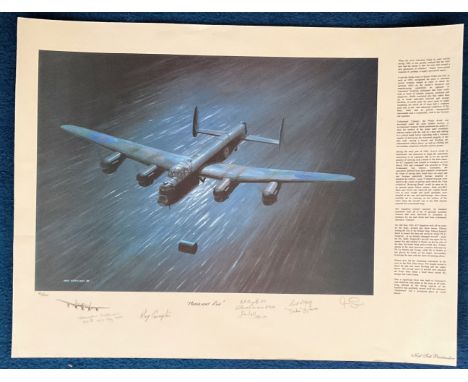 WW2 Print approx 20 x 27 Moonlight Run by the artist Ivan Berryman Multi Signed by Douglas Webb, Ray Grayston, John Bell, Sid