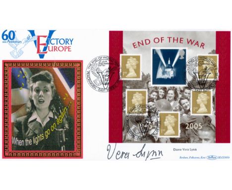 Wartime Sweetheart Dame Vera Lynn Signed 60th Anniversary Victory Europe Benhams Cachet Cover. 827 of 2500 Certified Covers I