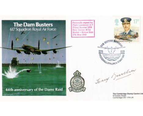 Dambuster World War II Fl Lt A F (Tony) Burcher DFM signed The Dambusters 617 Squadron Royal Air Force 44th Anniversary of th