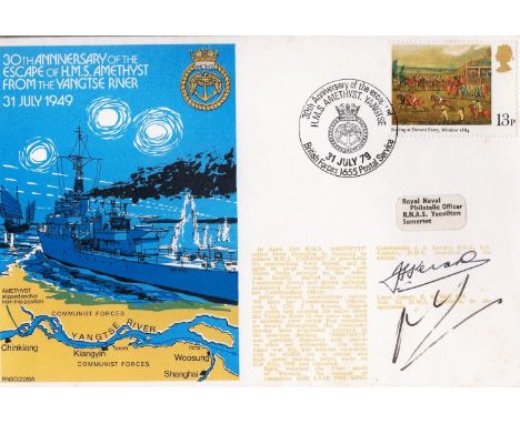 World War II Signed FDC Titled Escape of H. M. S Amethyst from the Yangtse River. Signed by Commander J. S Kerans D. S. O R. 