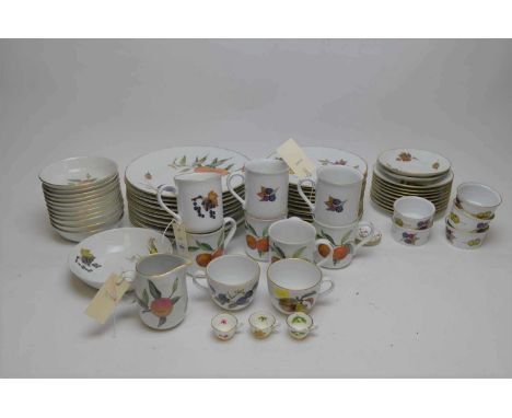 Royal Worcester 'Evesham' pattern part dinner service, including various plates, bowls, cups, ramekins and a jug, comprising 