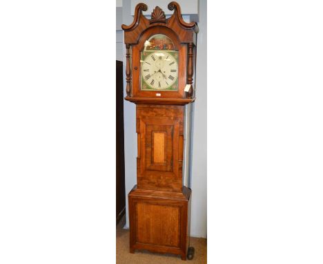 A 19th Century mahogany longcase clock, the 12.5 inch painted dial with Roman hours, subsidiary date and seconds dial, and a 