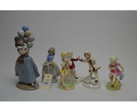 Four Royal Worcester children of the month figures, modelled by F.G. Doughty, comprising: 'January' 3452, 'March' 3454, 'June