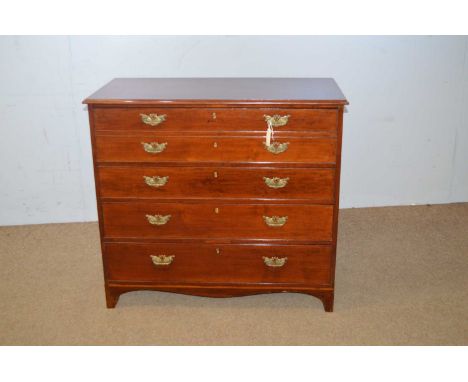 A 19th Century mahogany secretaire chest, the rectangular top above a secretaire drawer, with inset red leather writing surfa