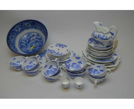 A Victorian blue and white part tea service, including eight cups, eight saucers, various side plates,  two sandwich plates, 