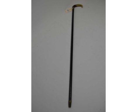 An early 20th Century lacquered wood walking stick with a horn handle over a silver collar, Chester marks 1922, 92cms high.