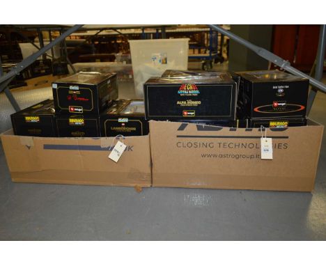Collection of Bburago model vehicles, including: Alpha Romeo, Lamborghini, Bugatti and others, approximately 16 overall, each