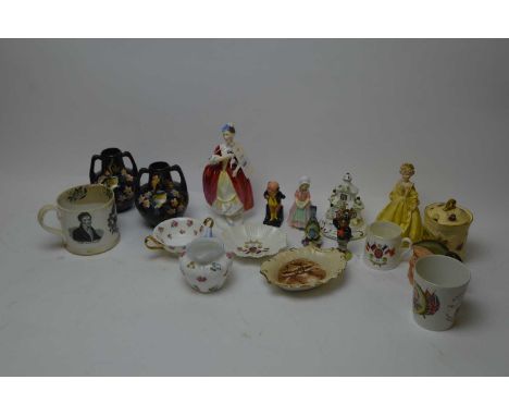 Selection of Royal Doulton ceramics, comprising: figure of 'Masquerade' HN 2259; figure of 'Tootles' HN 1680; figure of 'Pick