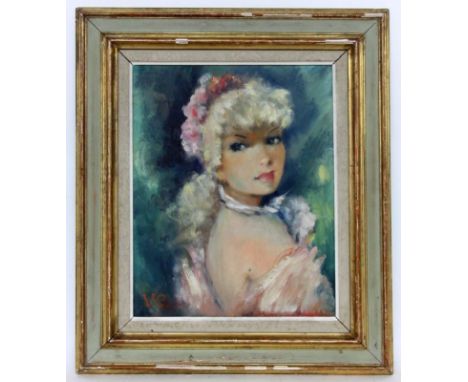 CRISTELLYS, VICENTE1898 - 1970 Portrait einer jungen Frau. Öl/Lwd., monogrammiert und Verso signiert. 41x33cm, Ra.