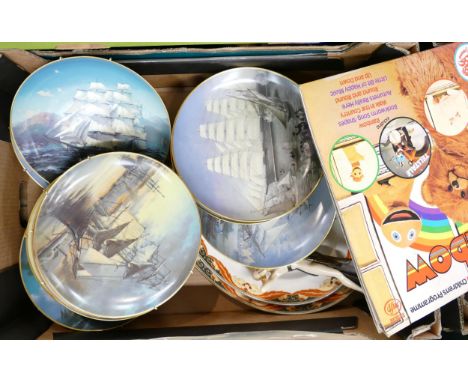 A mixed collection of items to include Franklin Porcelain Nautical theme wall plates, Resin Nude Figure, Pewter tankard &amp;