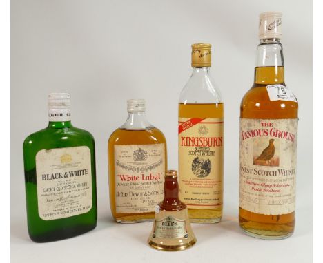 A collection of Various Scotch Whiskey to include Kingsburn, Black &amp; White, Famous Grouse, Dewars etc (5) 