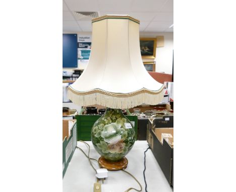 Large Modern Drimmer Floral Decorated Lamp Base with Quality Large Shade, height in total 54cm 