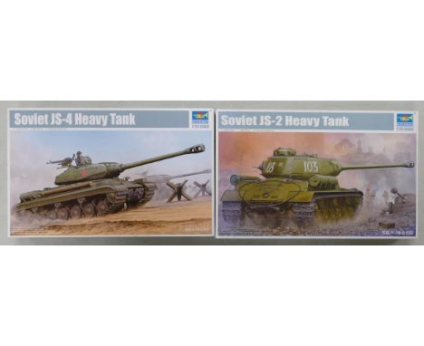 Trumpeter Branded 1/35 Scale Model Tanks to include Soviet Heavy Tanks Models JS-2 &amp; JS-4, looks to be complete but unche