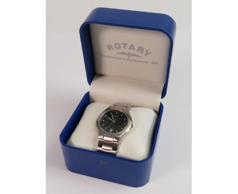 Rotary gentleman's steel wristwatch and bracelet: quartz date, boxed with paperwork and spare links. 