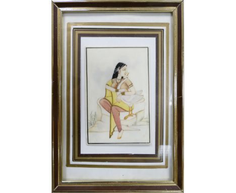 Re-framed Indian Panel on Bone , frame size 18 x13cm 