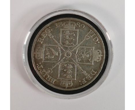 Royal Mint "The Queen Victoria Silver 1889 Double Florin" in plastic case, boxed with certificate. 