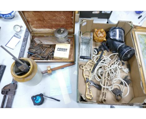 A mixed collection of items to include vintage tools, cast iron parts to Clothes Airer Dryer Kitchen Rack Ceiling Drier , Gas