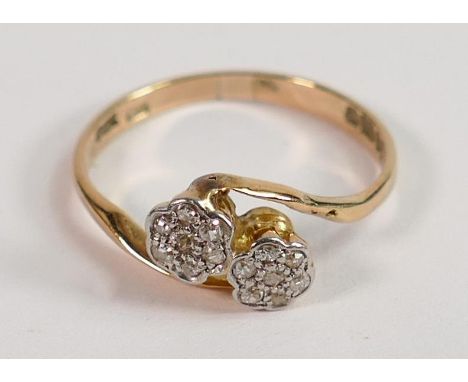 9ct gold hallmarked diamond set ring, weight 1.4g, size K. 