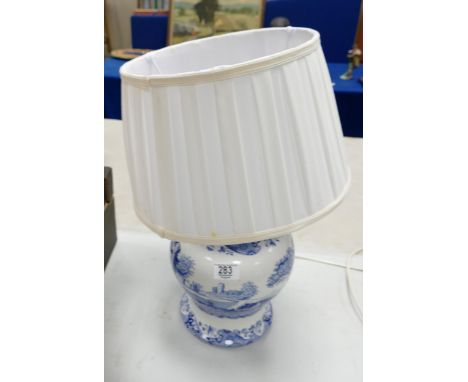 Spode large blue &amp; white Italian lamp base: overall height to top of shade h.47cm. 
