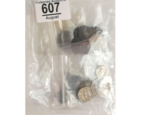 Roman &amp; ancient coins x 23 - Silver x 5 &amp; 18 x base metal unidentified coins (23) 