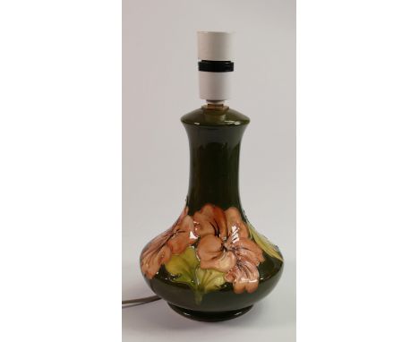 Moorcroft Magnolia pattern Lamp: Measuring 19cm high excluding fitting. 
