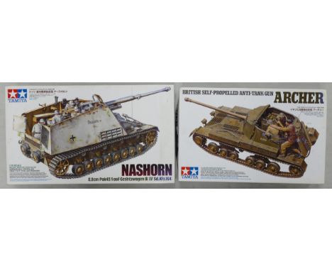 Tamiya Branded 1/35 Scale Model Tanks to include British Self Propelled Anti Tank Gun Archer &amp; Nashorn Sd.Kfz 164, looks 