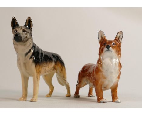 Royal Doulton Model Of Corgi Dog &amp; Beswick Alsatian(2) 