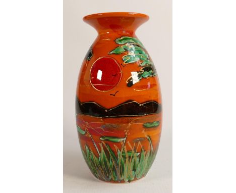 Anita Harris Savanna Minos glaze and enamel vase: Gold signed to base, height 21cm 