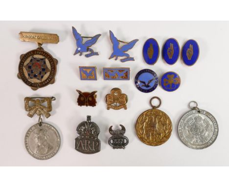 An interesting lot of vintage enamelled badges, medals, Silver ARP badges, Sunday school badges etc (16) 
