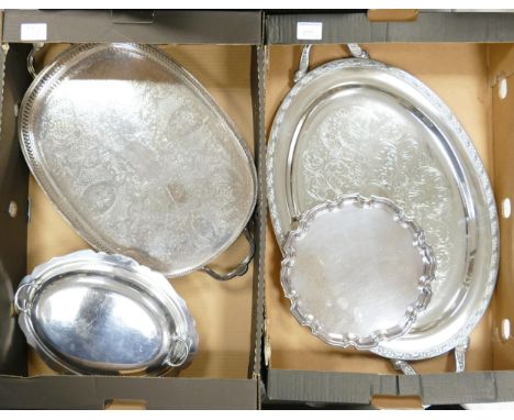 A collection of silver plates trays &amp; platters(2 trays): 