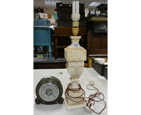 Large Stone Lamp Base &amp; Similar Damaged Barometer(2) 