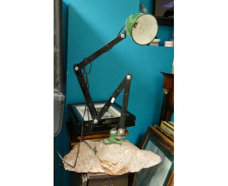 Large Industrial Articulated Inspection / work lamp mounted on wooden base 