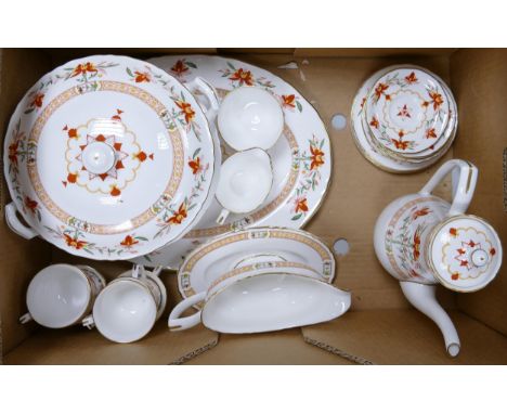 Royal Worcester Chamberlain tea and dinner ware : to include 2 x tureens, gravy boat &amp; stand, coffee pot, 6 trio's, cream