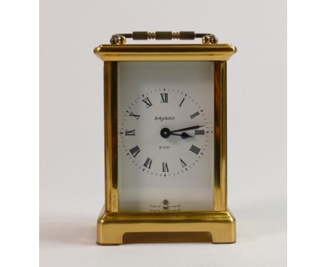French carriage clock Duverdrey &amp; Bloquel Bayard 8 day: Winds ticks, sets &amp; runs.  Measures 14.5cm inc. handle. 