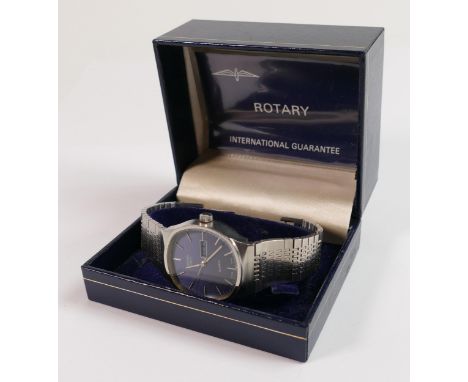 Rotary gentleman's steel wristwatch ad bracelet: quartz daydate, boxed with paperwork. 