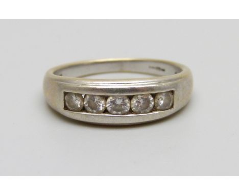 An 18ct white gold and diamond ring, 0.50ct diamond weight, 4.5g, P