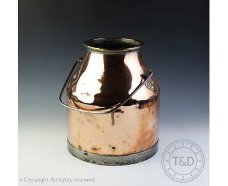A vintage copper milking unit base, with swing handle, 37cm high (excl. handle)
