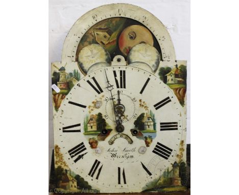 A 19th century inlaid mahogany eight day longcase clock, the painted Roman numeral dial with subsidiary seconds and signed 'J