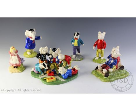 Six Royal Doulton Mickey Mouse collection figures comprising; Pluto, Mini, Daisy, Mickey, Donald and Goofy, each 70th anniver